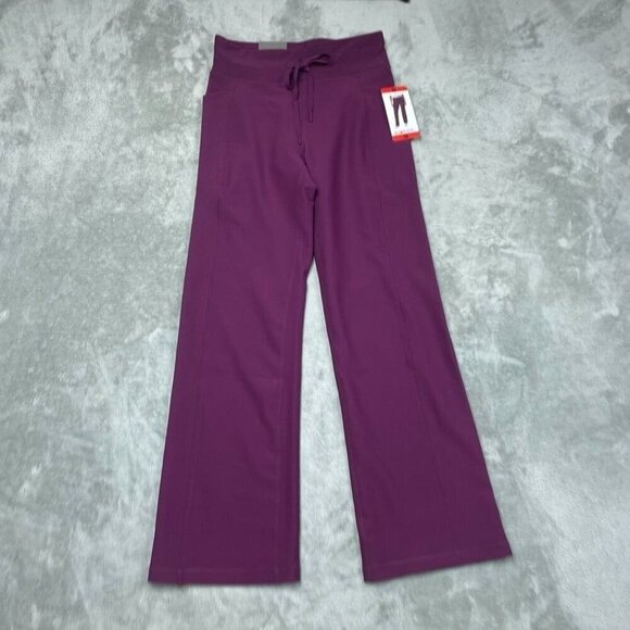 Cool Pants - Womens Purple Drawstring Waist Ribbed Flared Pants Medium d0201